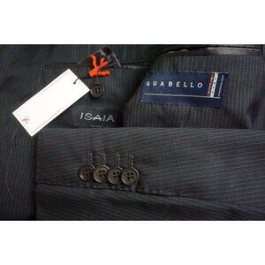 Isaia Napoli Gray Pinstriped S130s Wool 2 Pc Suit Jacket Pants 34R NEW